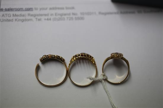 Six late 19th/early 20th century gem set dress rings, various sizes.